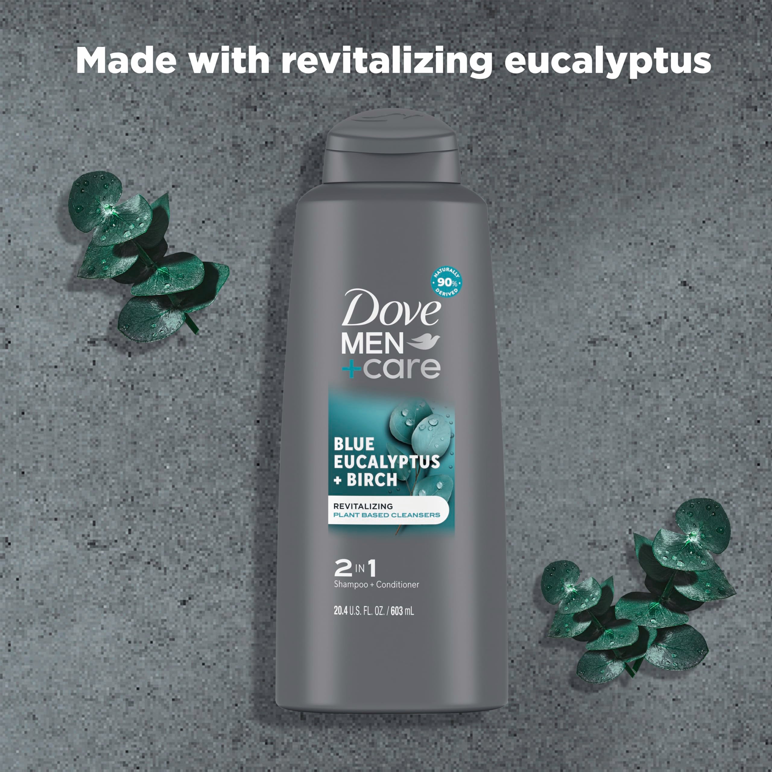 Dove Men + Care in-shower scene with man washing hair showing fast, all-in-one cleansing
