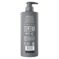 Dove Men+Care pump closeup highlighting dispenser and easy, mess‑free use