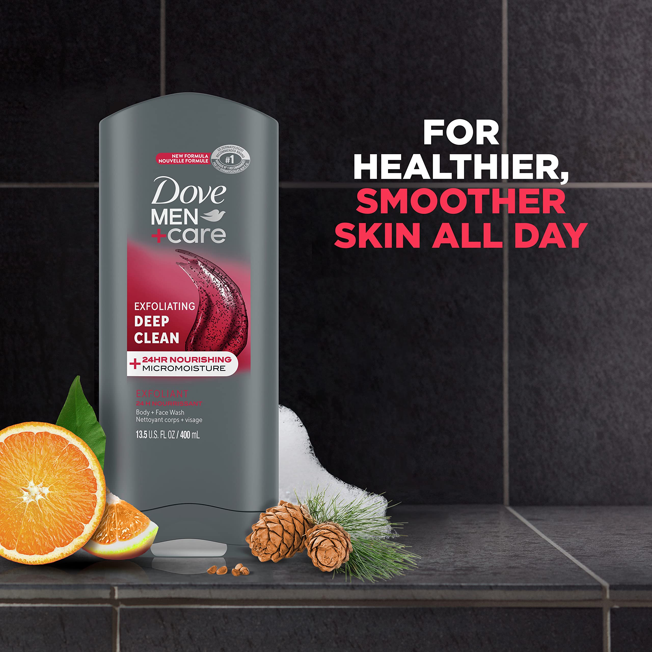 DOVE MEN + CARE creamy lather texture demonstrating gentle hydration