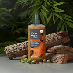 Dove Men+Care creamy lather texture that cleanses while moisturizing skin