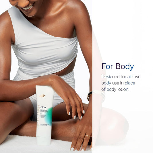 Dove cream serum dispensing from open cap demonstrating easy application