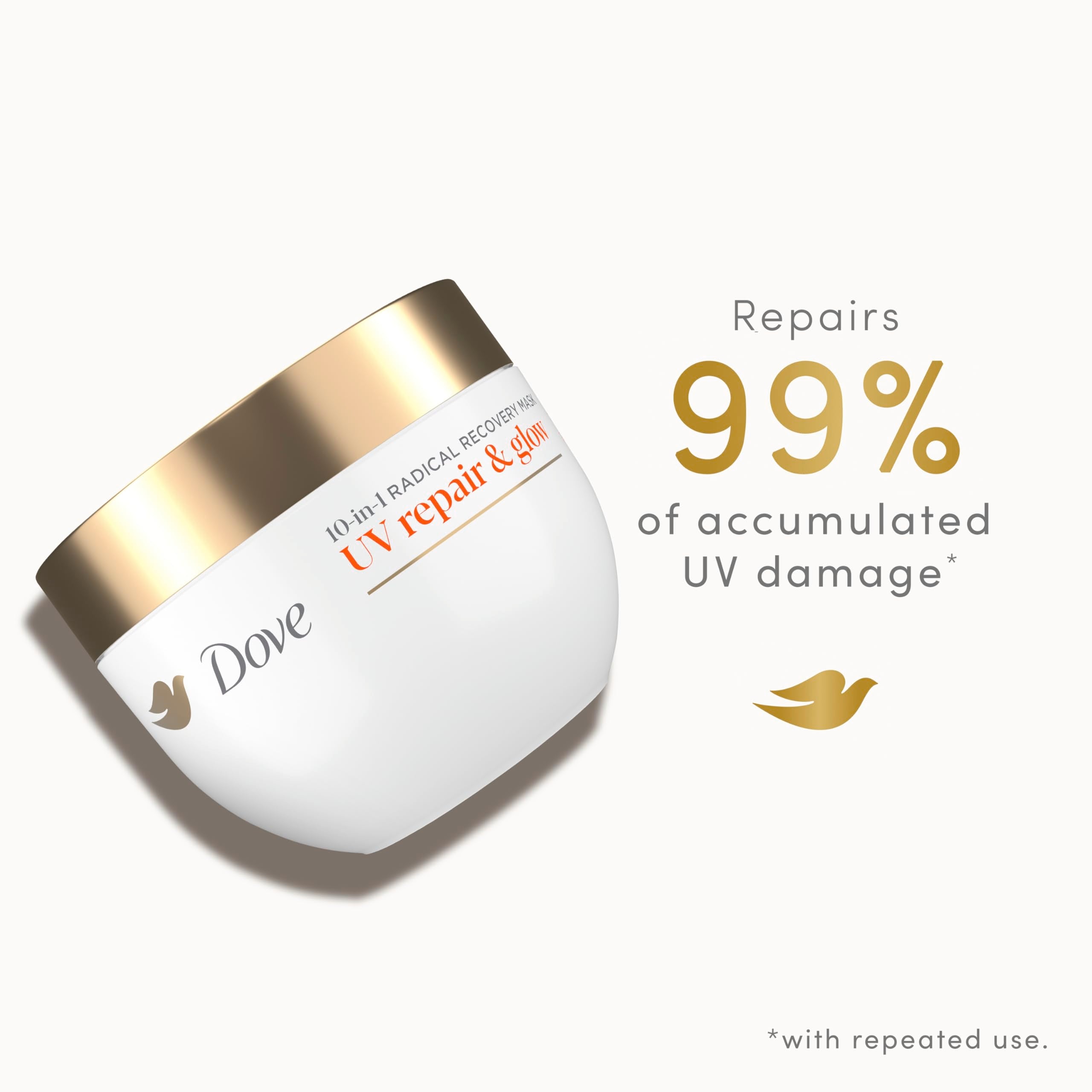 Dove open jar revealing cream and beads for visible glow benefit