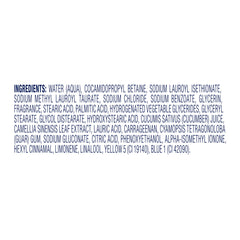 Back of Dove bottle showing ingredients and usage directions for easy reference