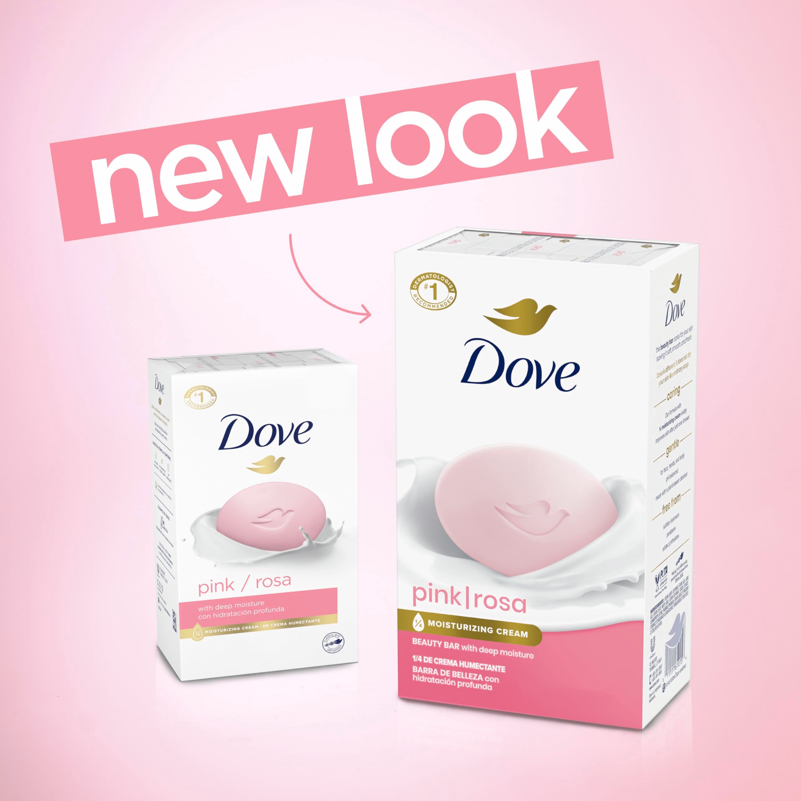 Dove Pink Rosa bar close-up texture highlighting creamy moisturizing finish