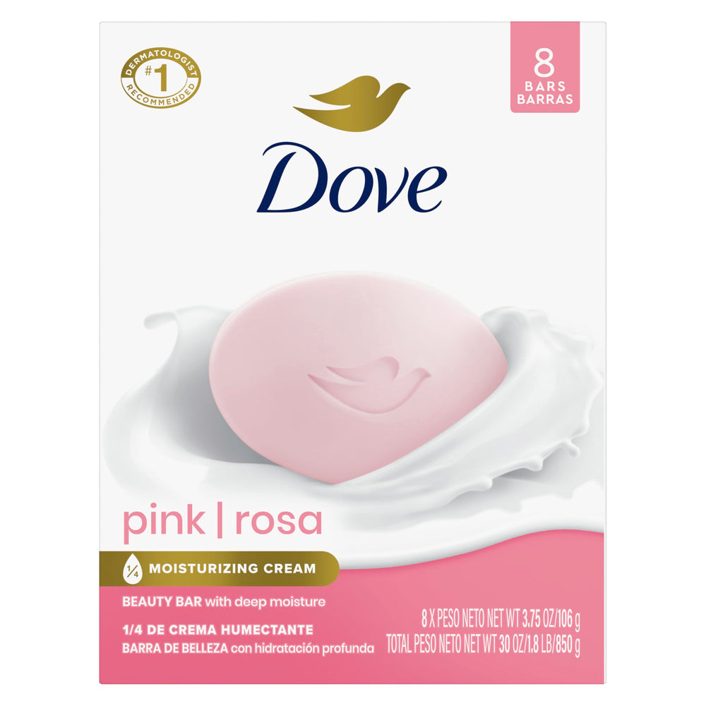 Dove Pink Rosa front packaging showing eight bars and product name