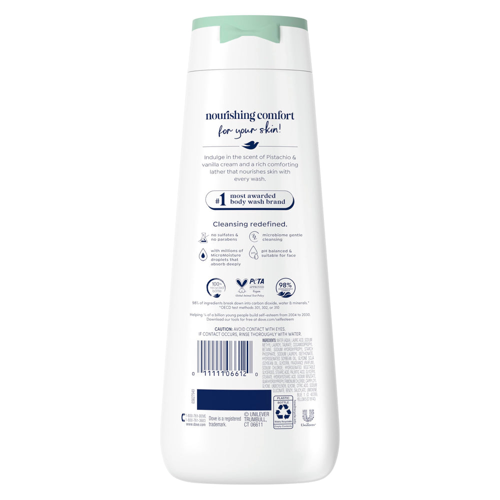 Dove creamy body wash pouring texture highlighting moisturizing droplets benefit