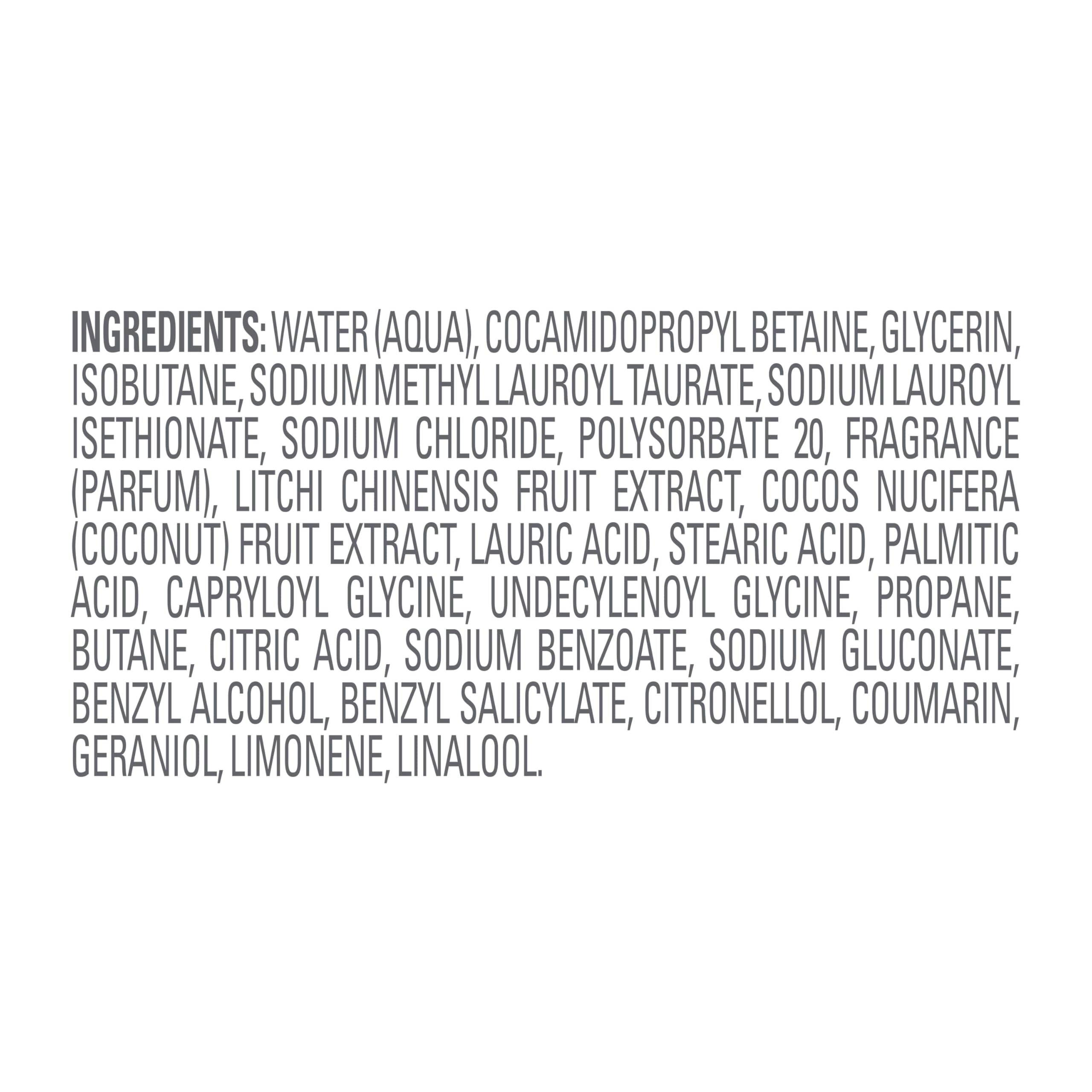 Dove ingredients styled with coconut and lychee visuals, plant-inspired nourishment benefit
