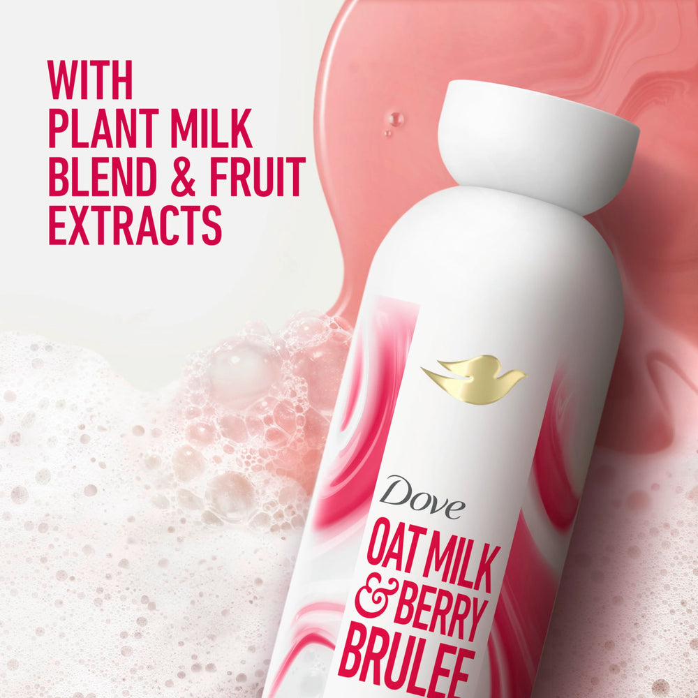 Dove pump dispensing creamy lather with moisturizing oat milk benefit