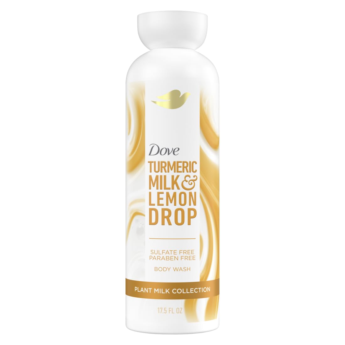 Dove bottle front packaging showing turmeric and lemon for moisturizing benefits