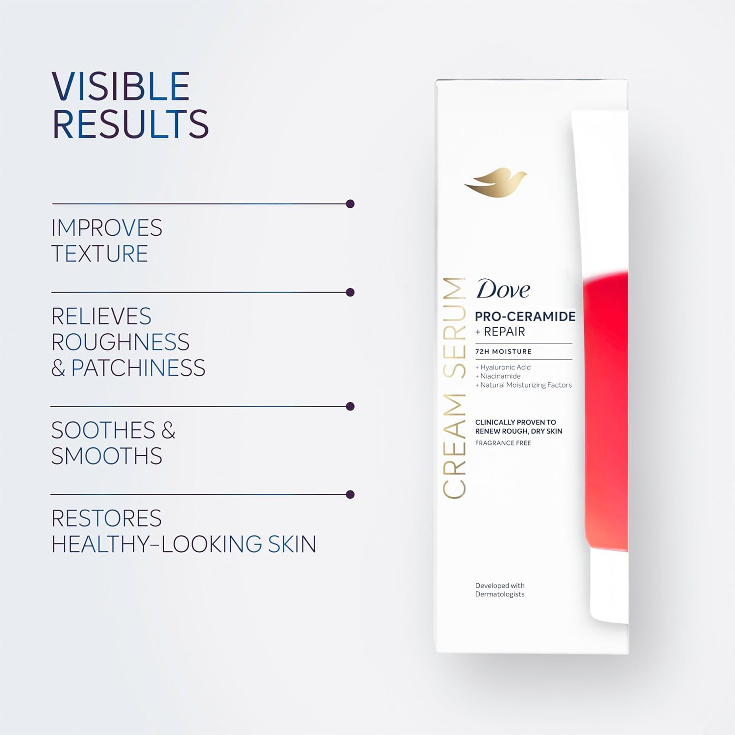 Dove serum being applied to forearm for instant absorption