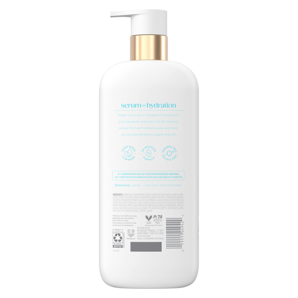 Dove pump closeup highlighting dispenser for easy, controlled product use