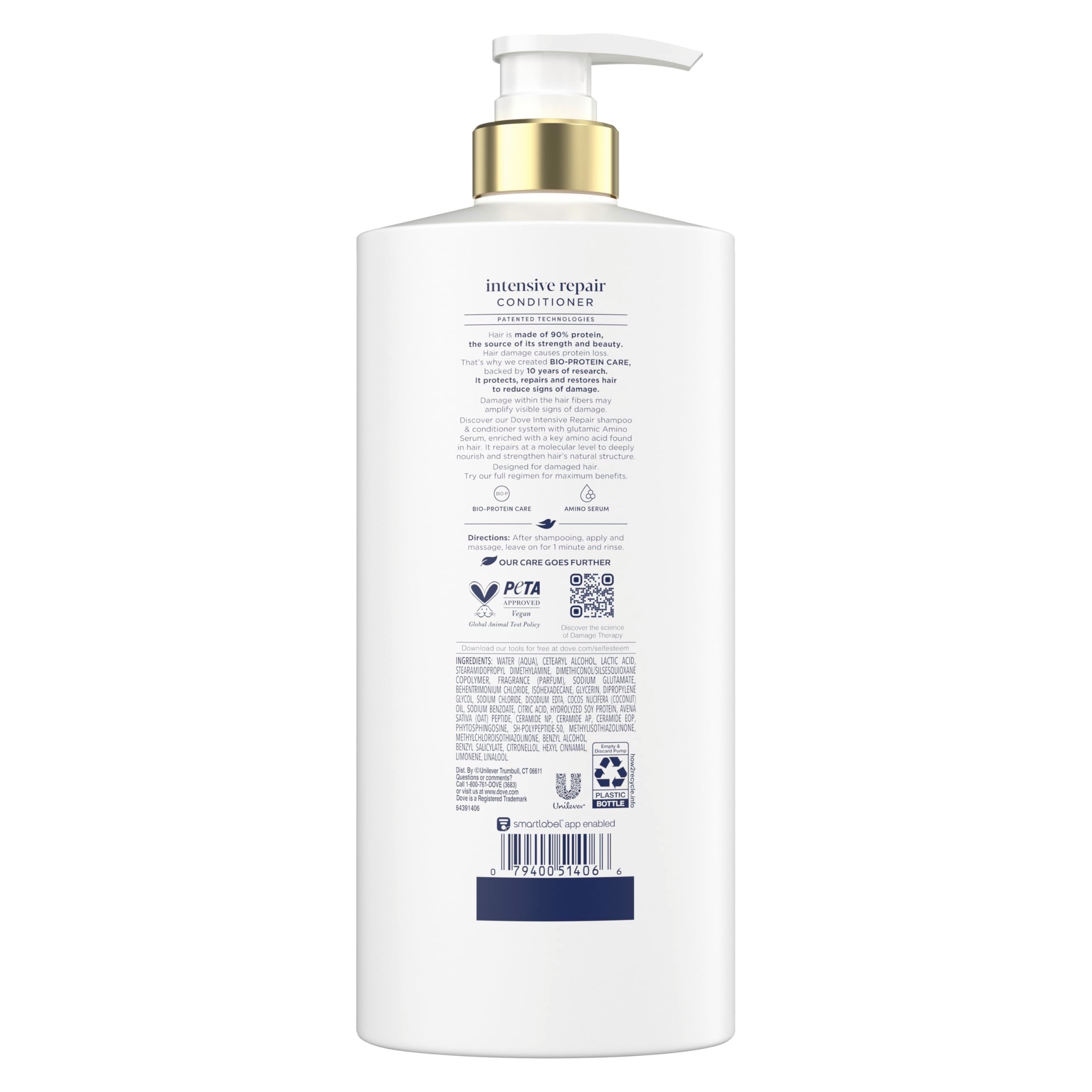 Dove pump dispenser close-up for easy one-handed application benefit