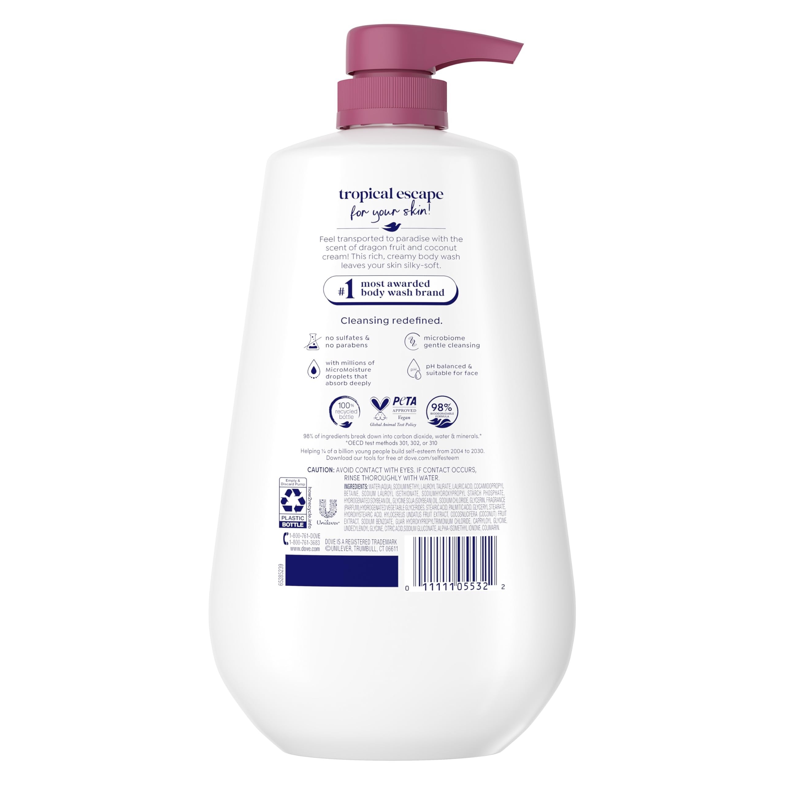 Dove pump top close-up highlighting easy dispensing and controlled application