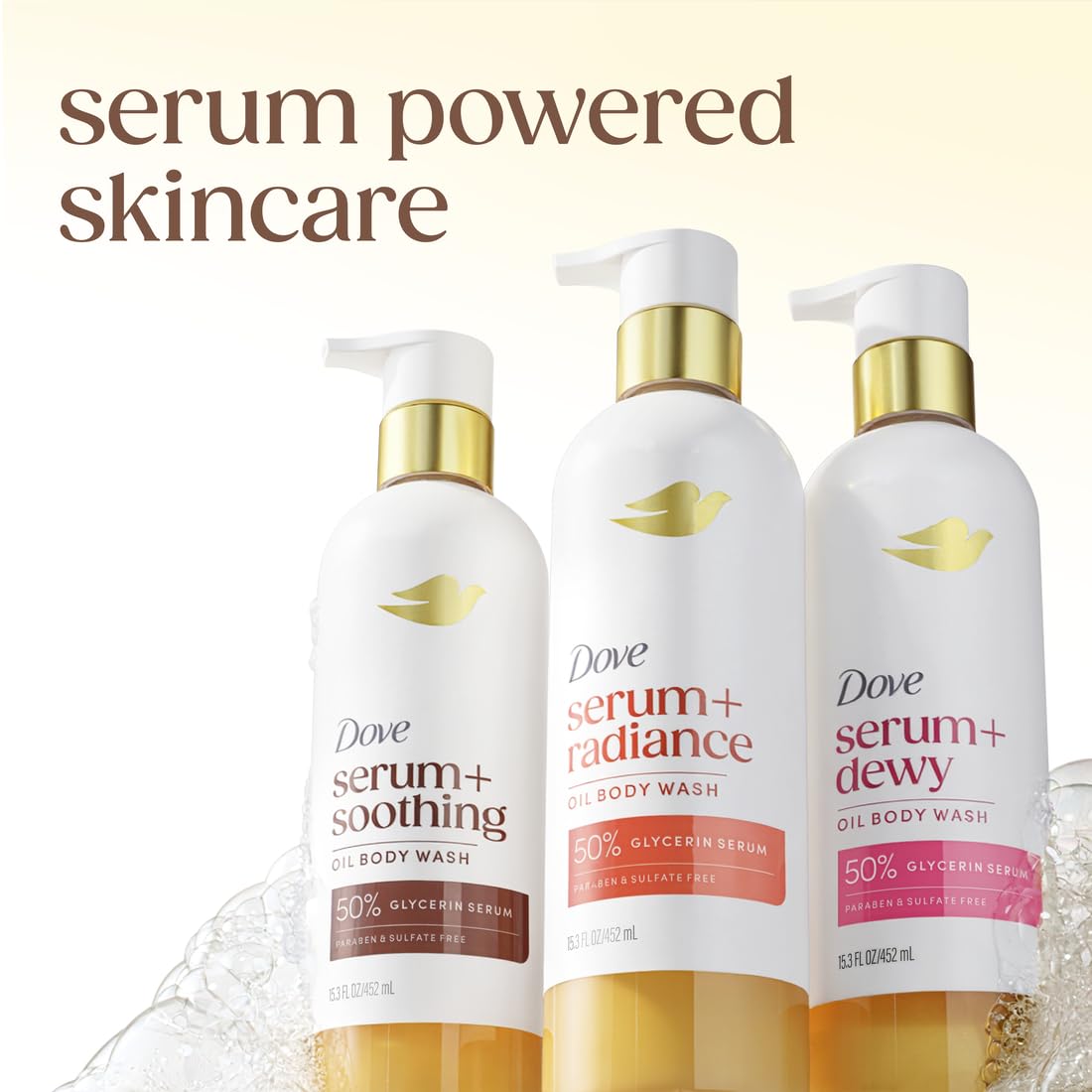 Dove product in bathroom lifestyle scene creating calming shower ritual benefit