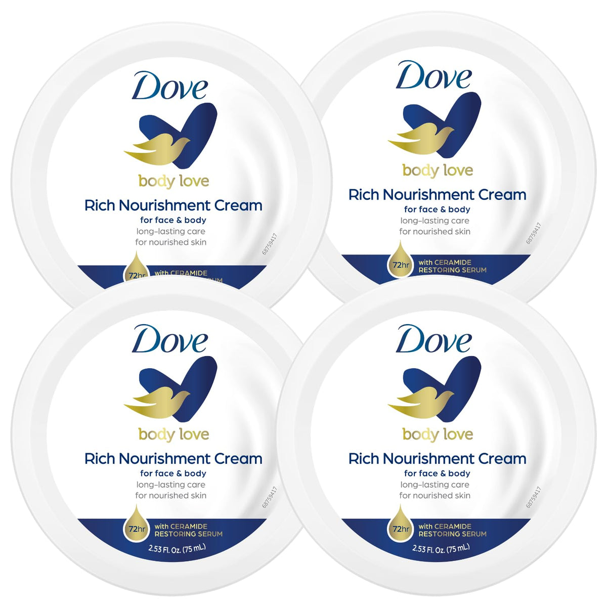 Dove jar front packaging showing brand and compact travel benefit