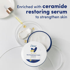Close-up of Dove label highlighting nourishing ingredient benefits