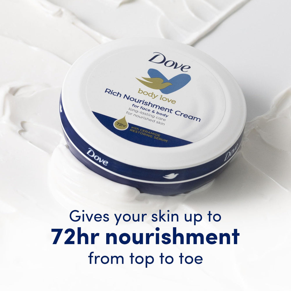 Dove jars on bathroom counter as part of daily care routine