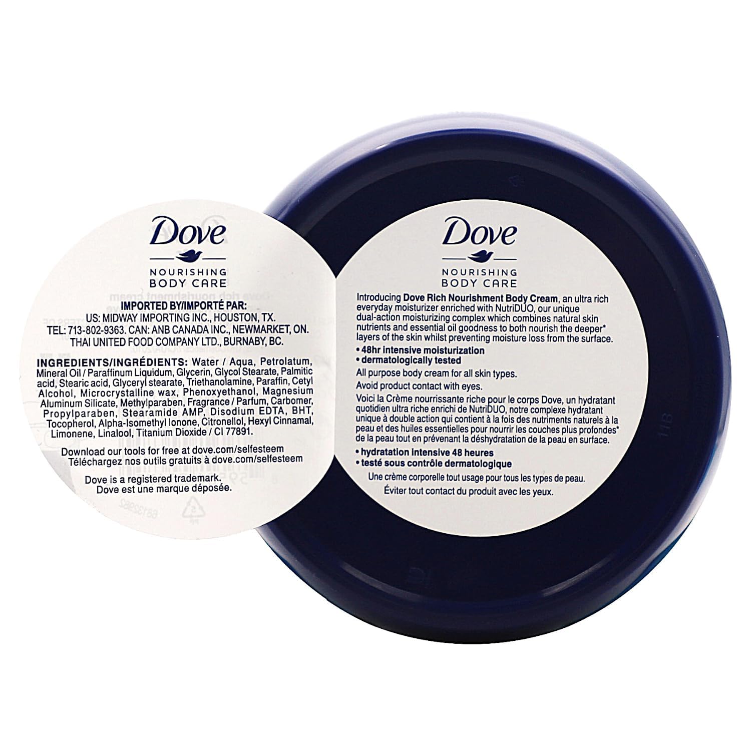 Dove open jar texture close-up showing rich cream and fast absorption
