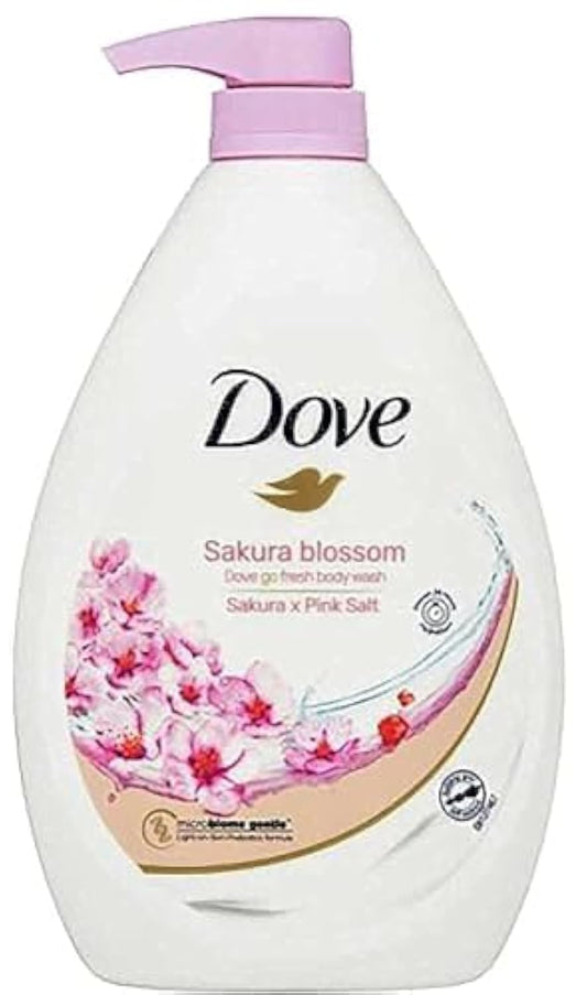 Dove Sakura Blossom pump bottle front view showing scent and easy dispensing benefit