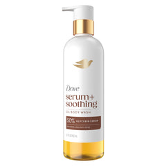 Dove Serum+ front bottle showing label and 15.3 fl oz size for clear identification and trust