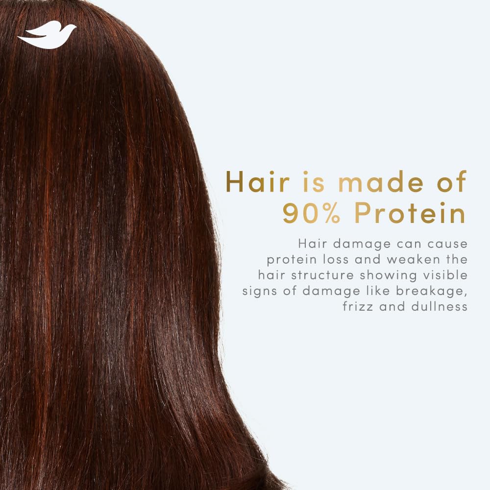 Dove shampoo on wet hair showcasing detangling and softer strand feel