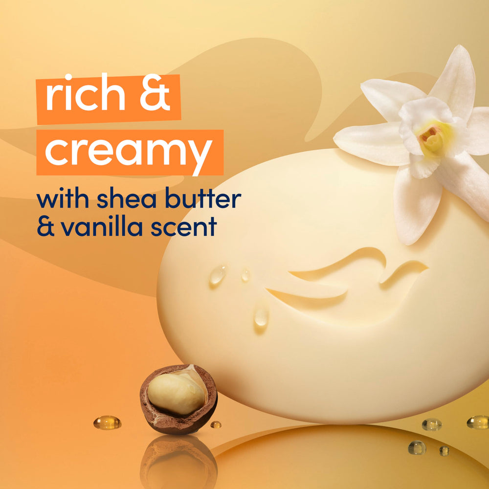 Dove shea butter creating rich lather in hand for gentle cleansing