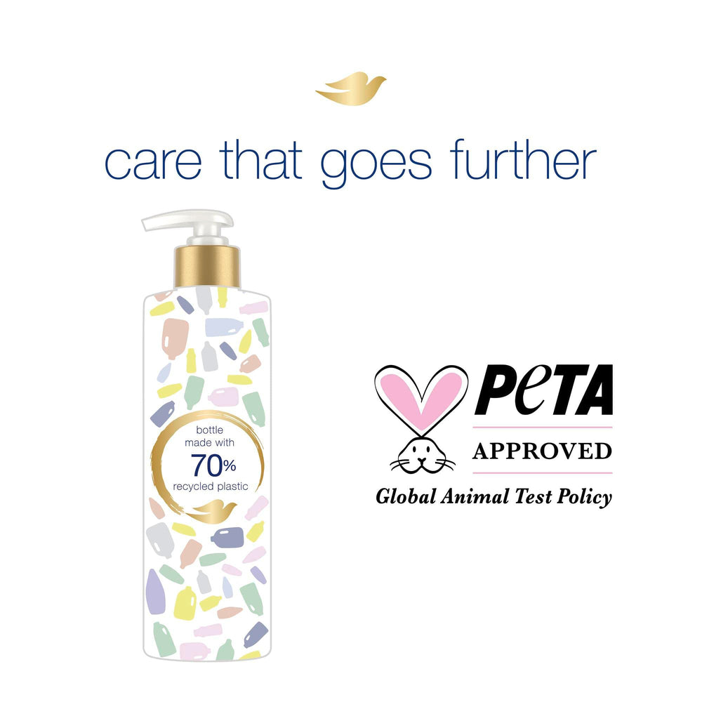 Dove side label view with ingredients and usage guidance for consumers