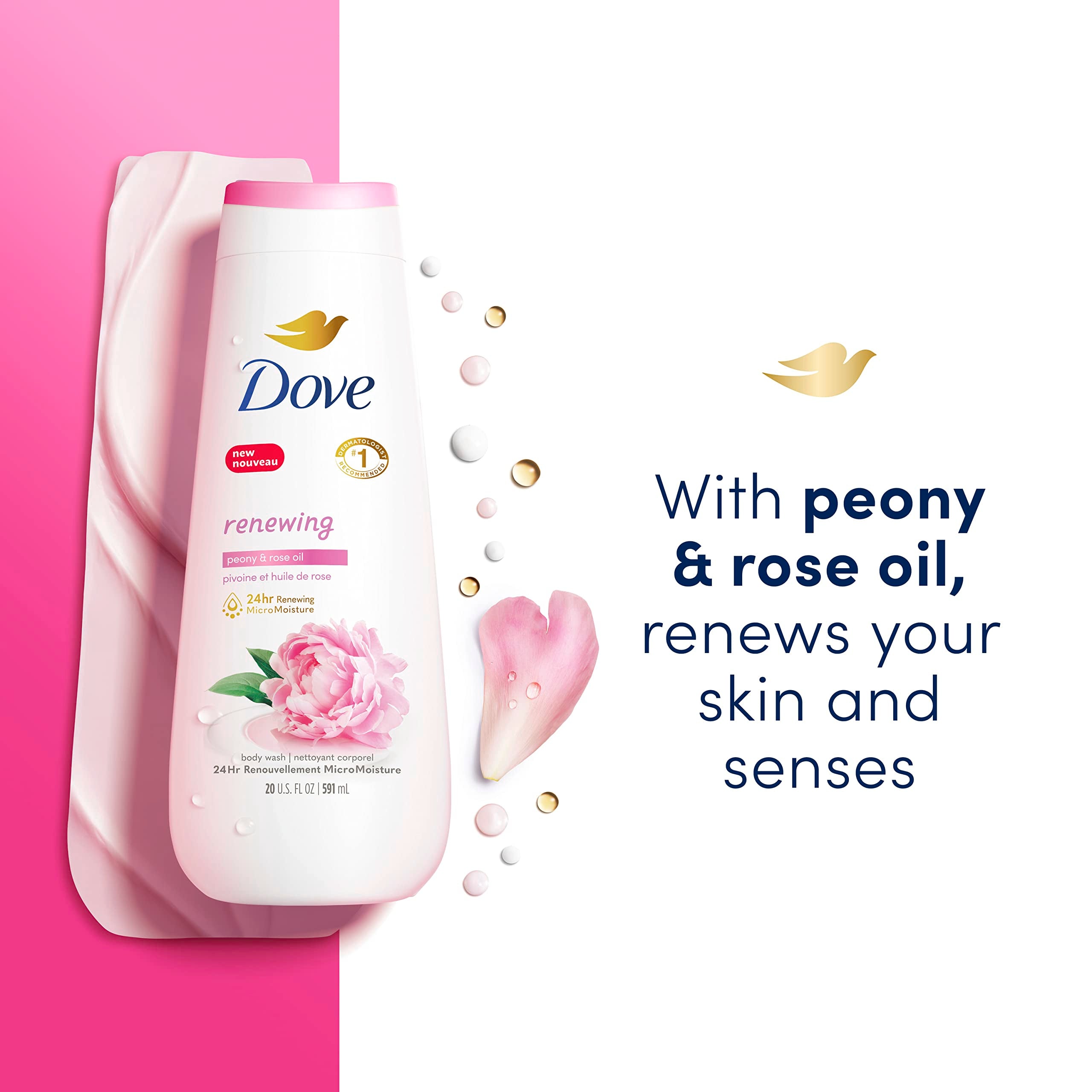 Close-up of Dove texture highlighting MicroMoisture droplets for lasting hydration