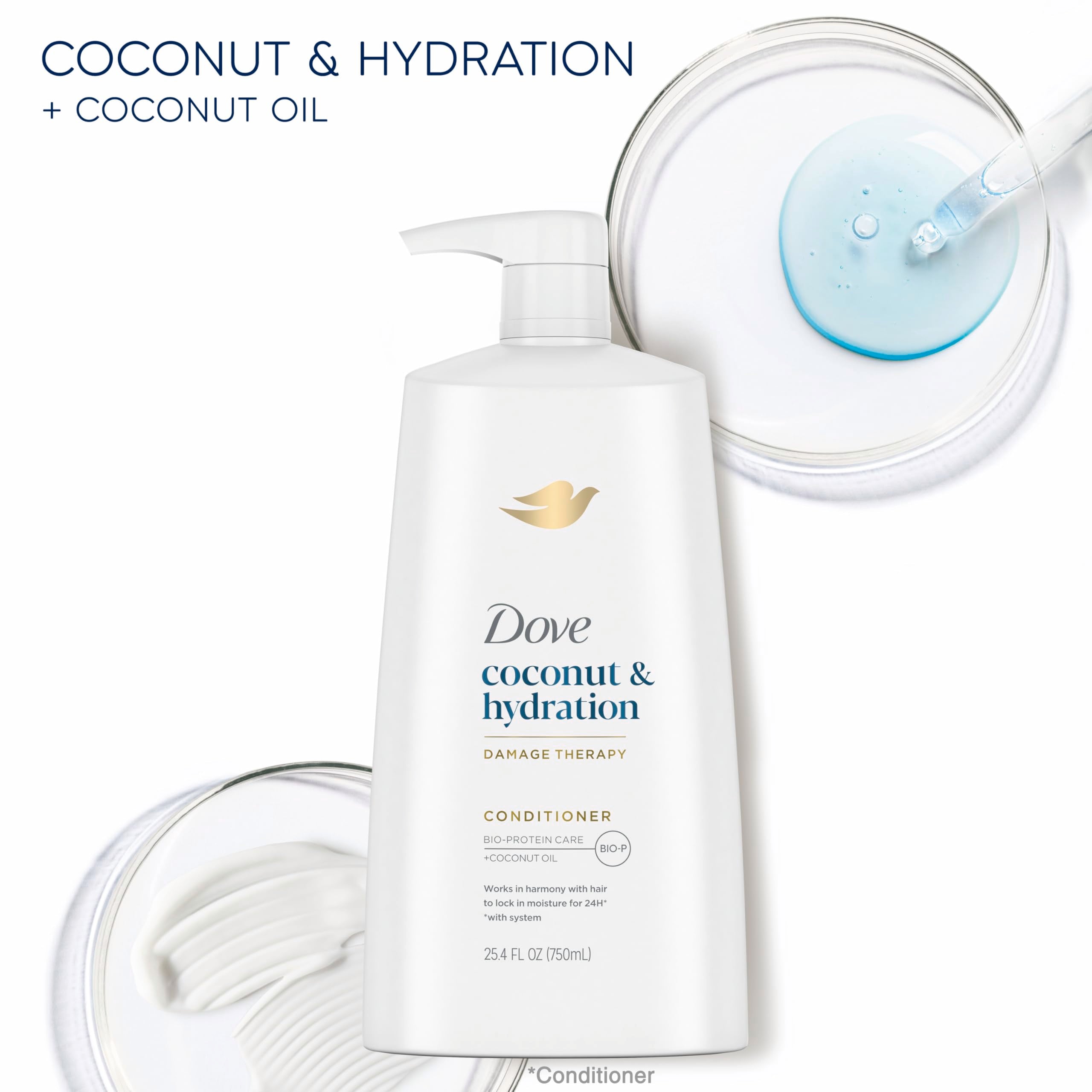 Dove conditioner placed by shower showing daily use convenience