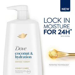 Dove conditioner creamy texture on hand for smooth application