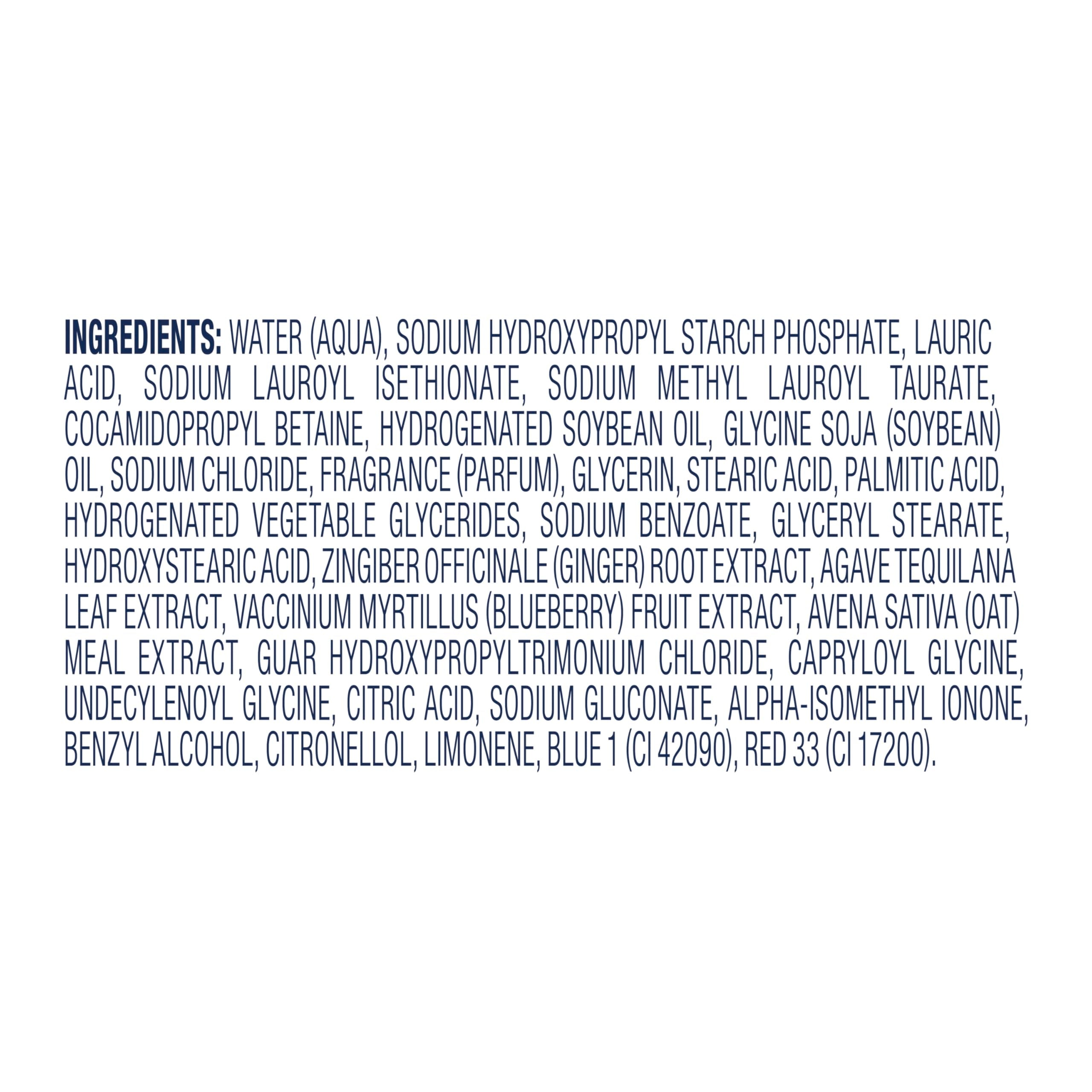 Back label directions on Dove bottle for simple usage guidance