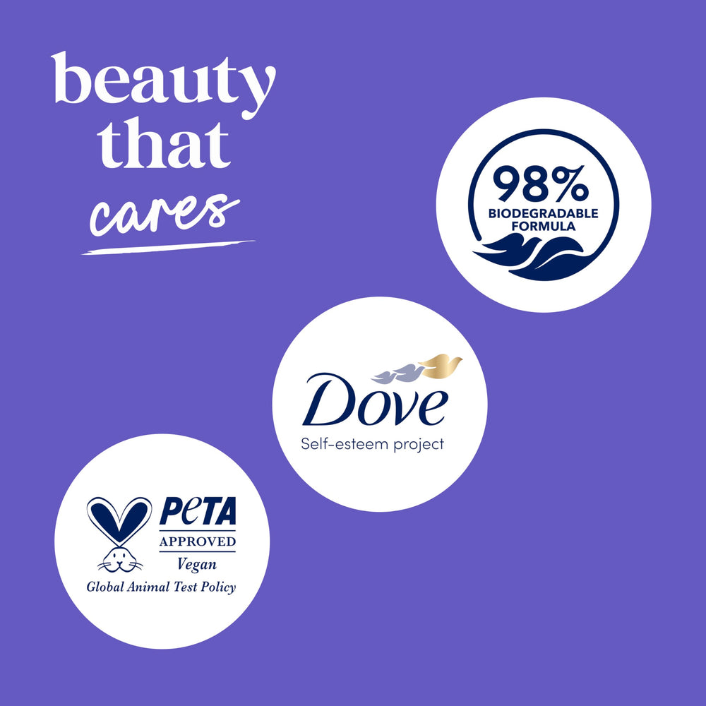 Dove bottle on shower shelf creating a calming routine vibe