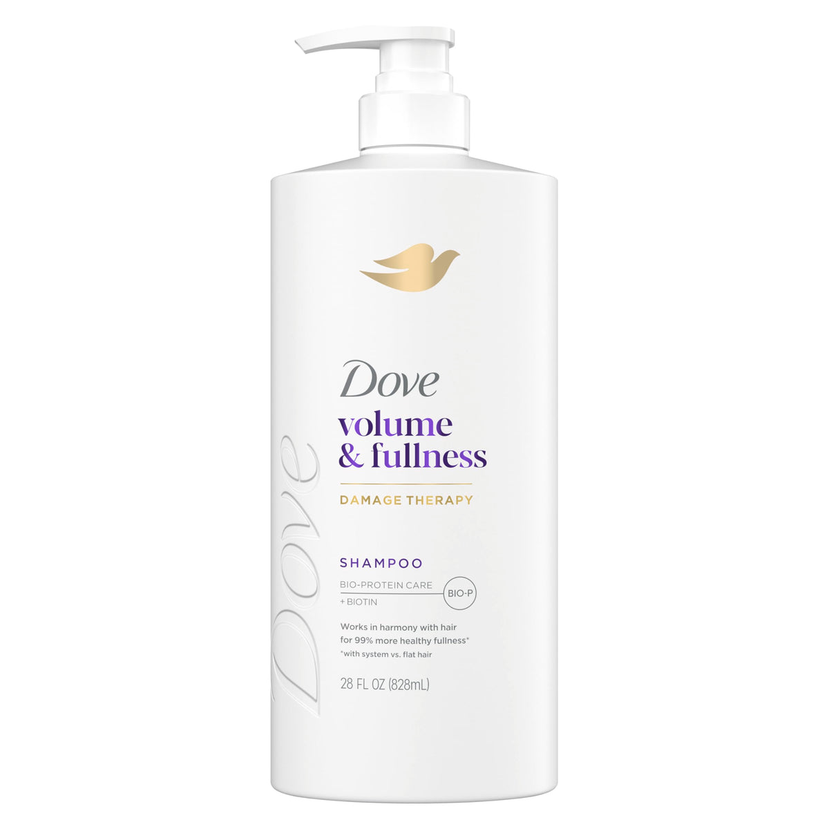 Dove front bottle showing label and 28 fl oz size for long-lasting volume