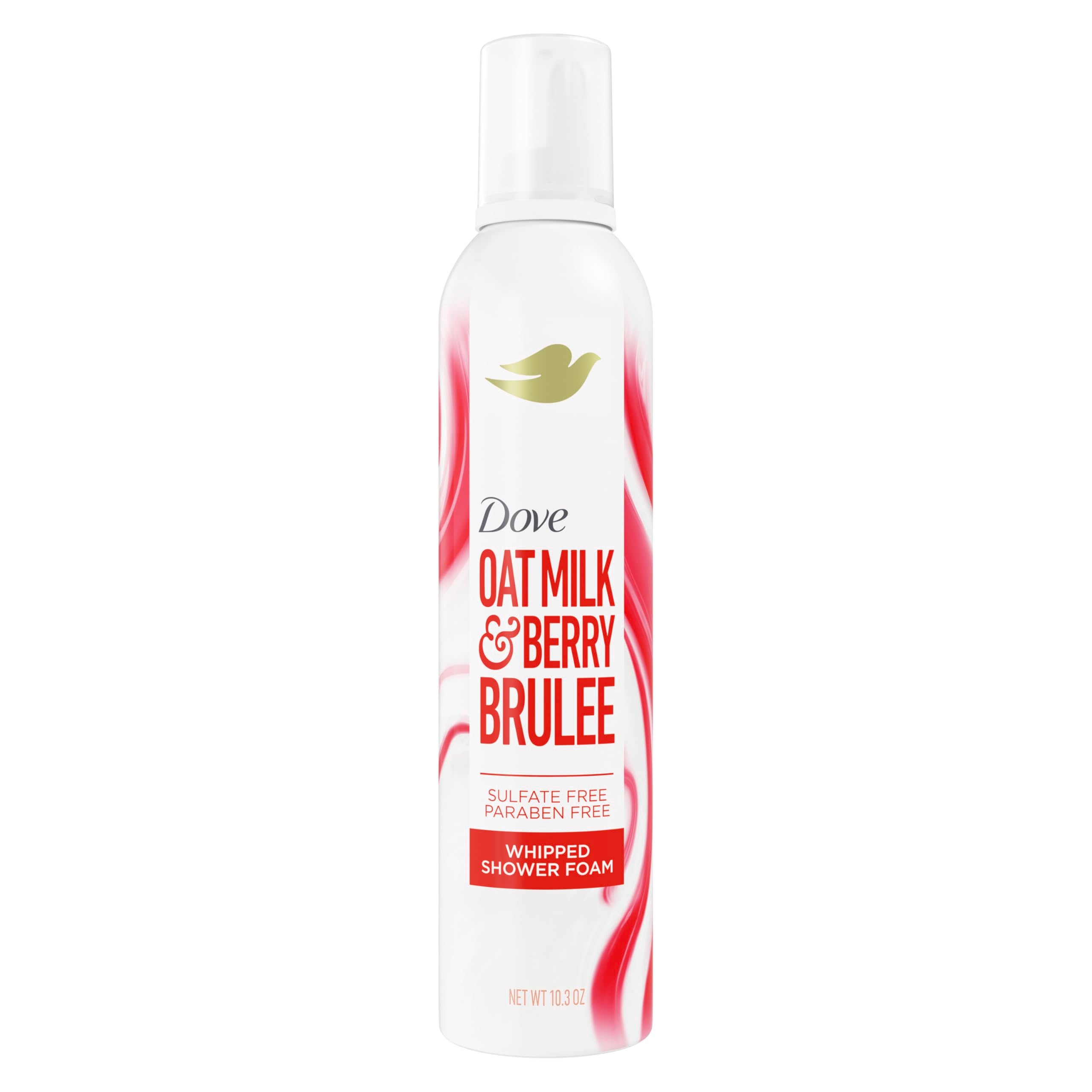 Dove whipped shower foam front can showing product benefit of gentle cleansing