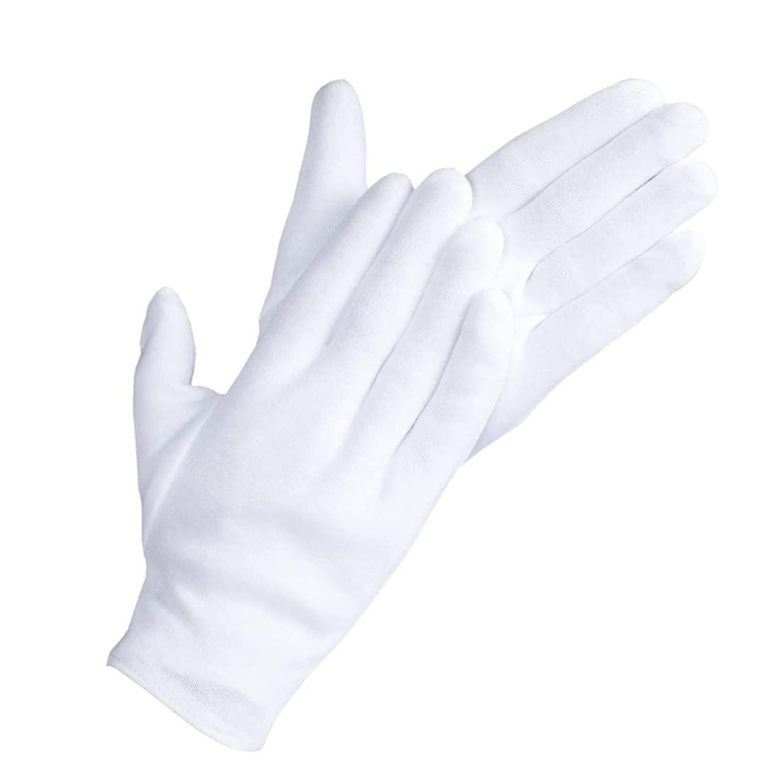 DOVORTEX front view of white cotton gloves showing clean, soft protection