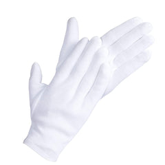 DOVORTEX front view of white cotton gloves showing clean, soft protection