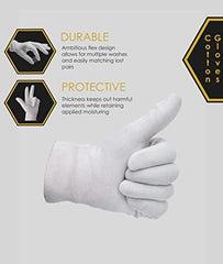 DOVORTEX size comparison showing glove fit on an adult hand for scale