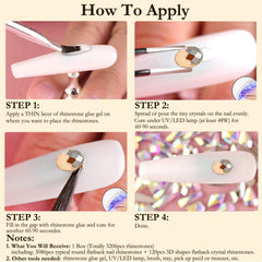 Dowarm in-use manicure image with rhinestones applied for durable, eye-catching nail accents