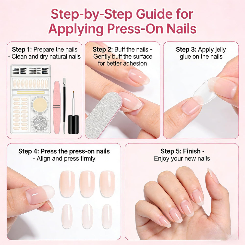 Dozsyt press-on nails applied on hand showing instant salon look and neat fit
