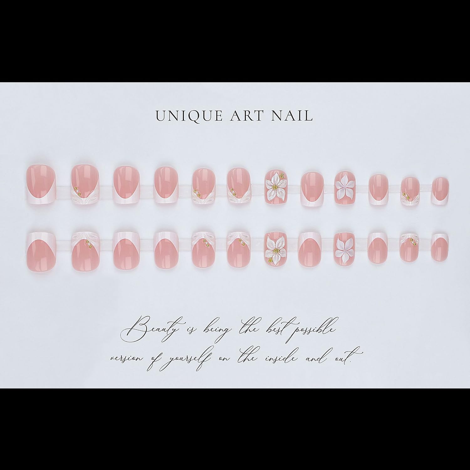 Dozsyt side profile of short square nails demonstrating comfortable length and clean edges