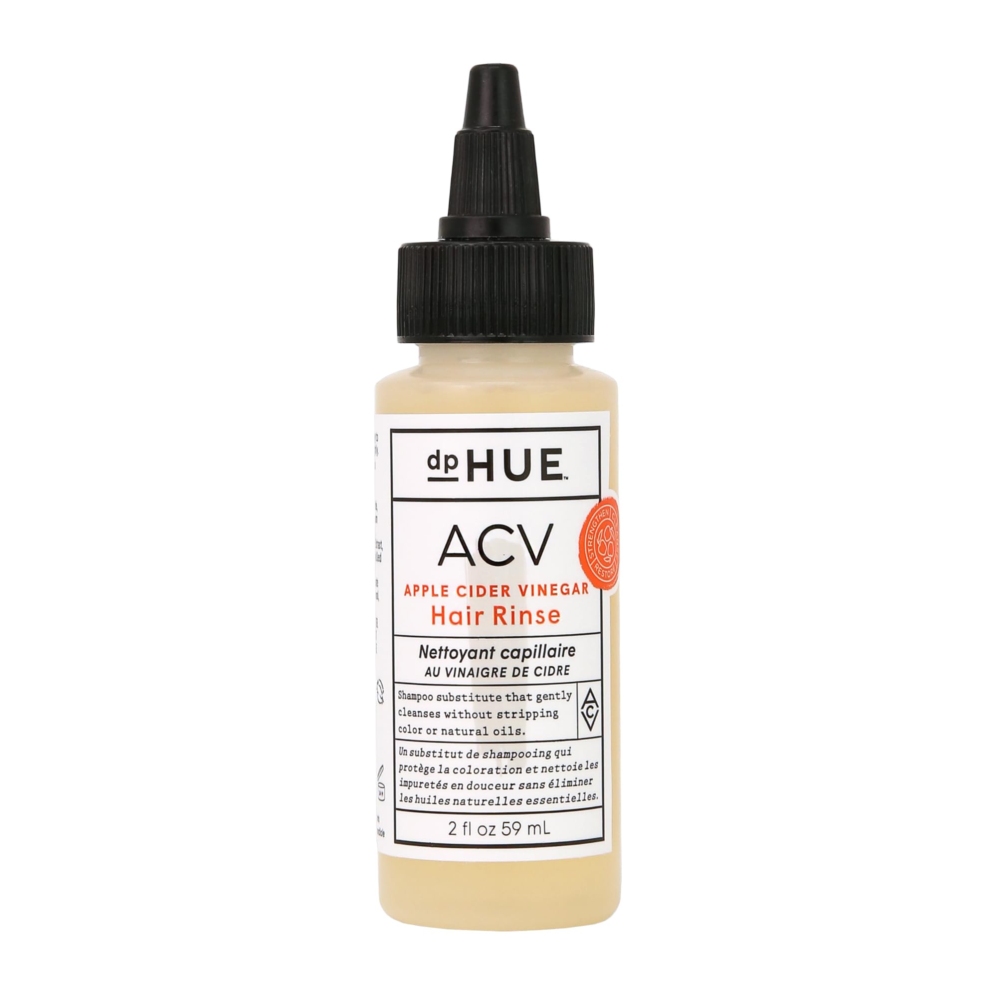 dpHUE front bottle view showing compact 2 oz size and branding benefits portability