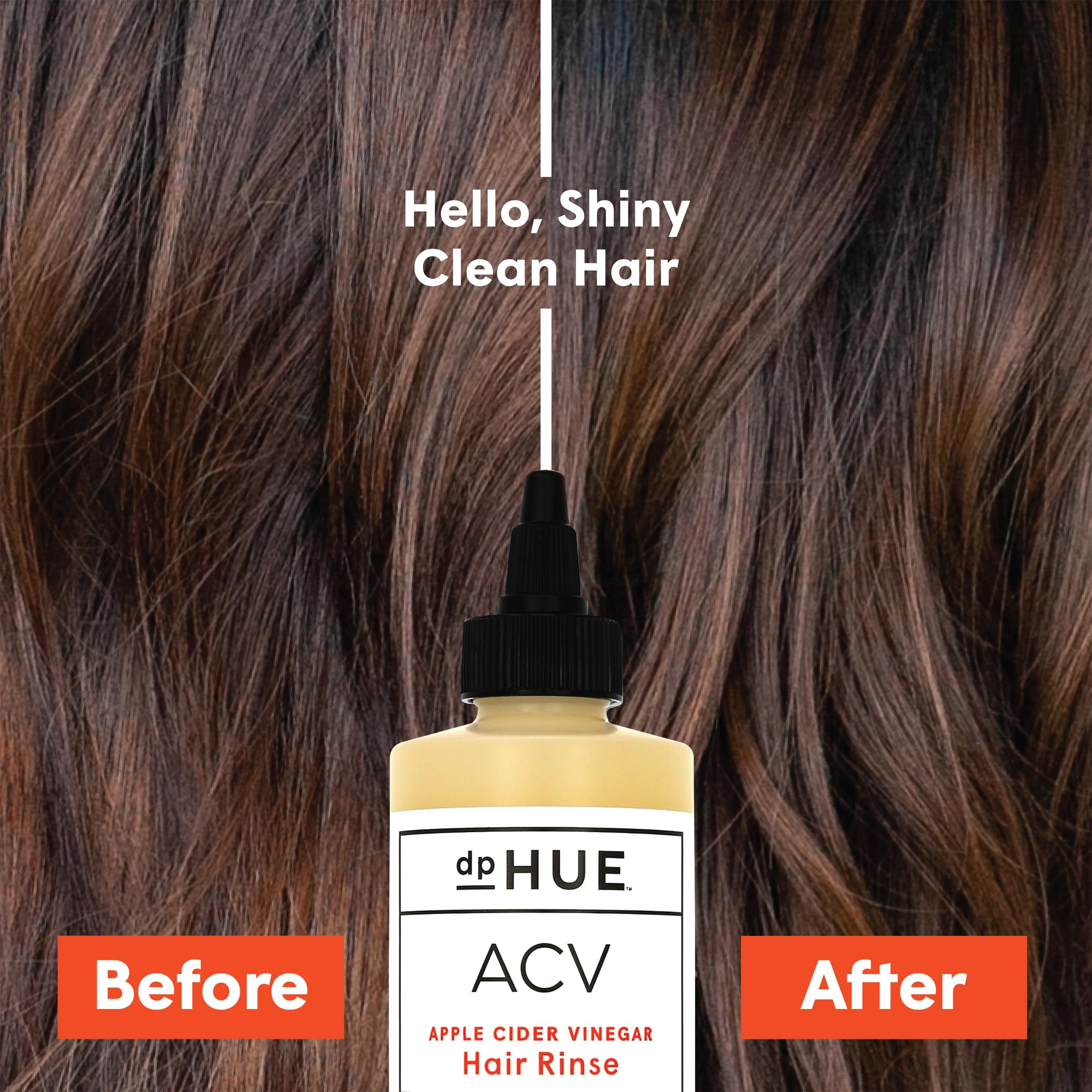dpHUE rinse being poured to show liquid clarity and easy application benefits