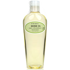 Dr Adorable front label of 8 oz baobab oil showing product clarity and benefits