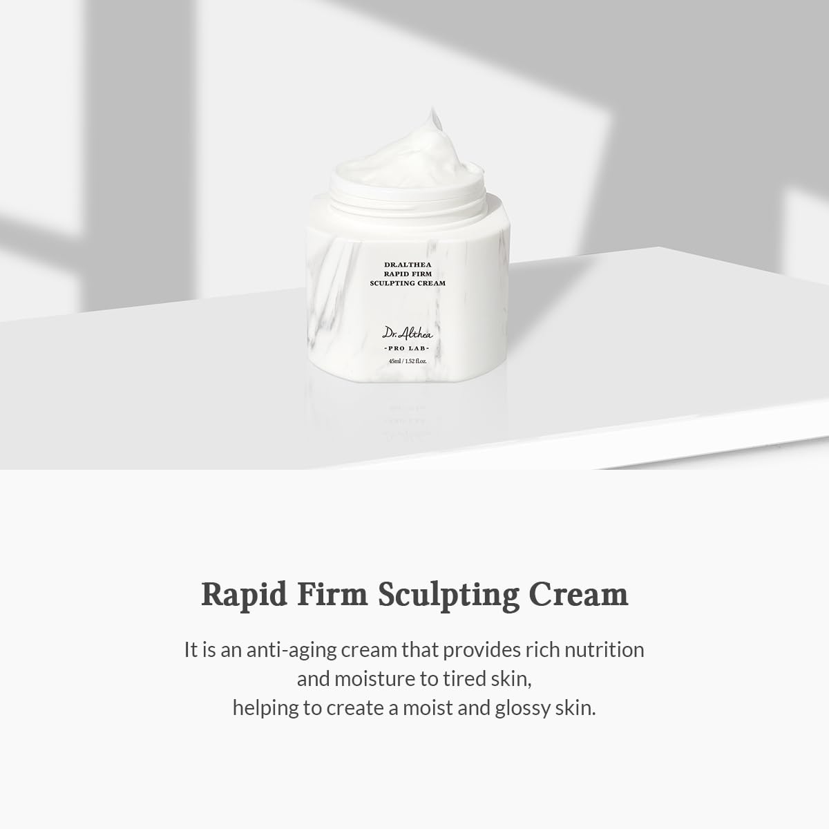 Dr.Althea cream texture close-up displaying stretchy, dewy consistency benefit