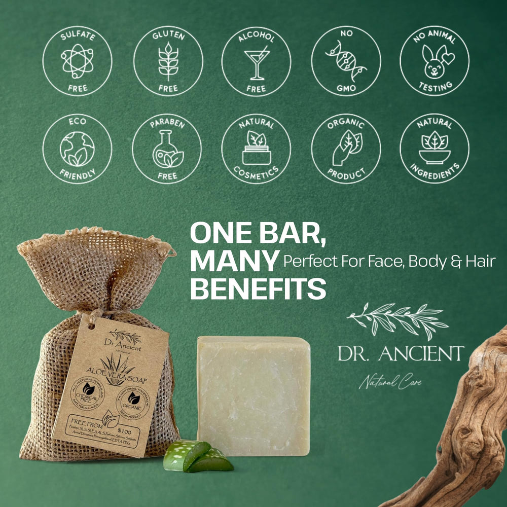 Dr.Ancient soap held in hand to show compact size and practical use