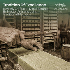 Dr.Ancient soap label detail showing traditional handcrafted production values