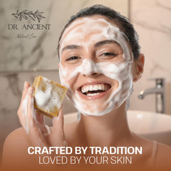 Dr.Ancient 5 oz soap bar beside ruler showing true size