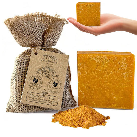 Dr.Ancient soap front packaging showing product and benefits