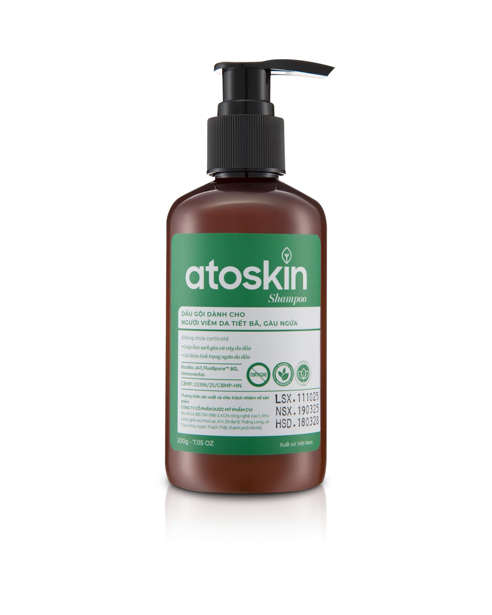 dr.atoskin front packaging shows clear label and 6.8 oz size, promoting scalp relief