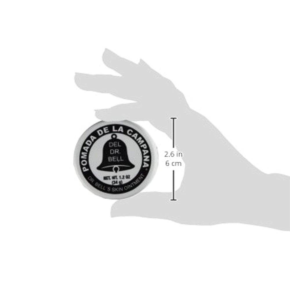 Dr Bell's Pomada De La Campana in use on a hand, convenient relief and protection while traveling